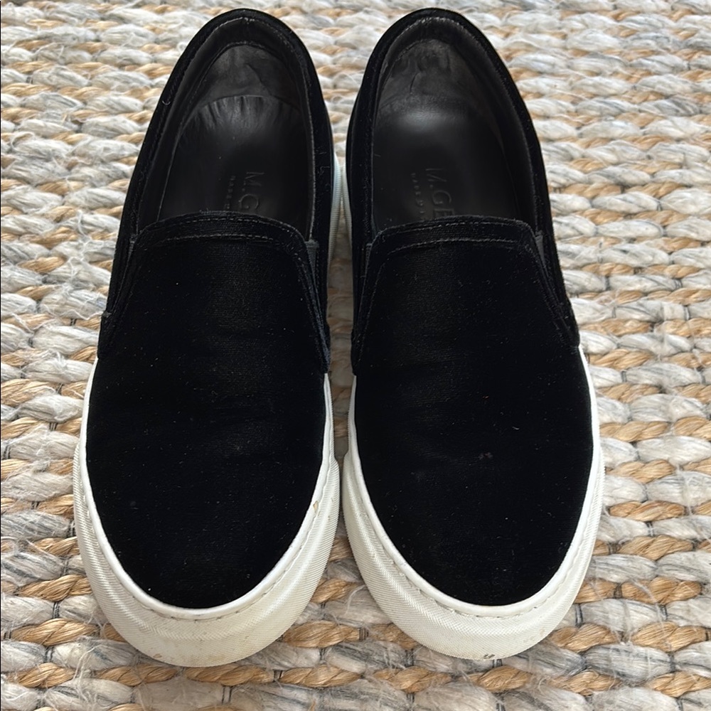 Black Velvet Slip-On Sneakers